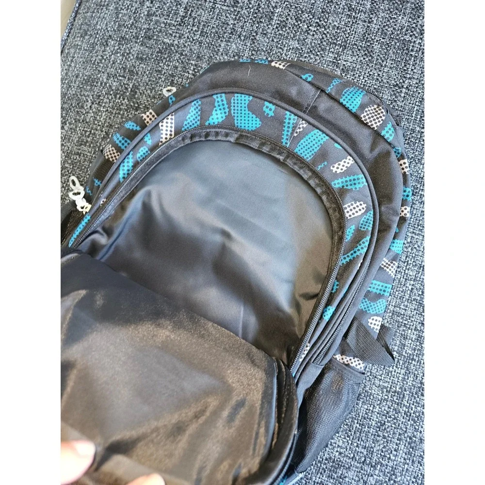 Jiebo Sport Backpack Unisex Large Black Blue Flame Graphic School Gym
